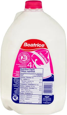 4 liter 2% milk